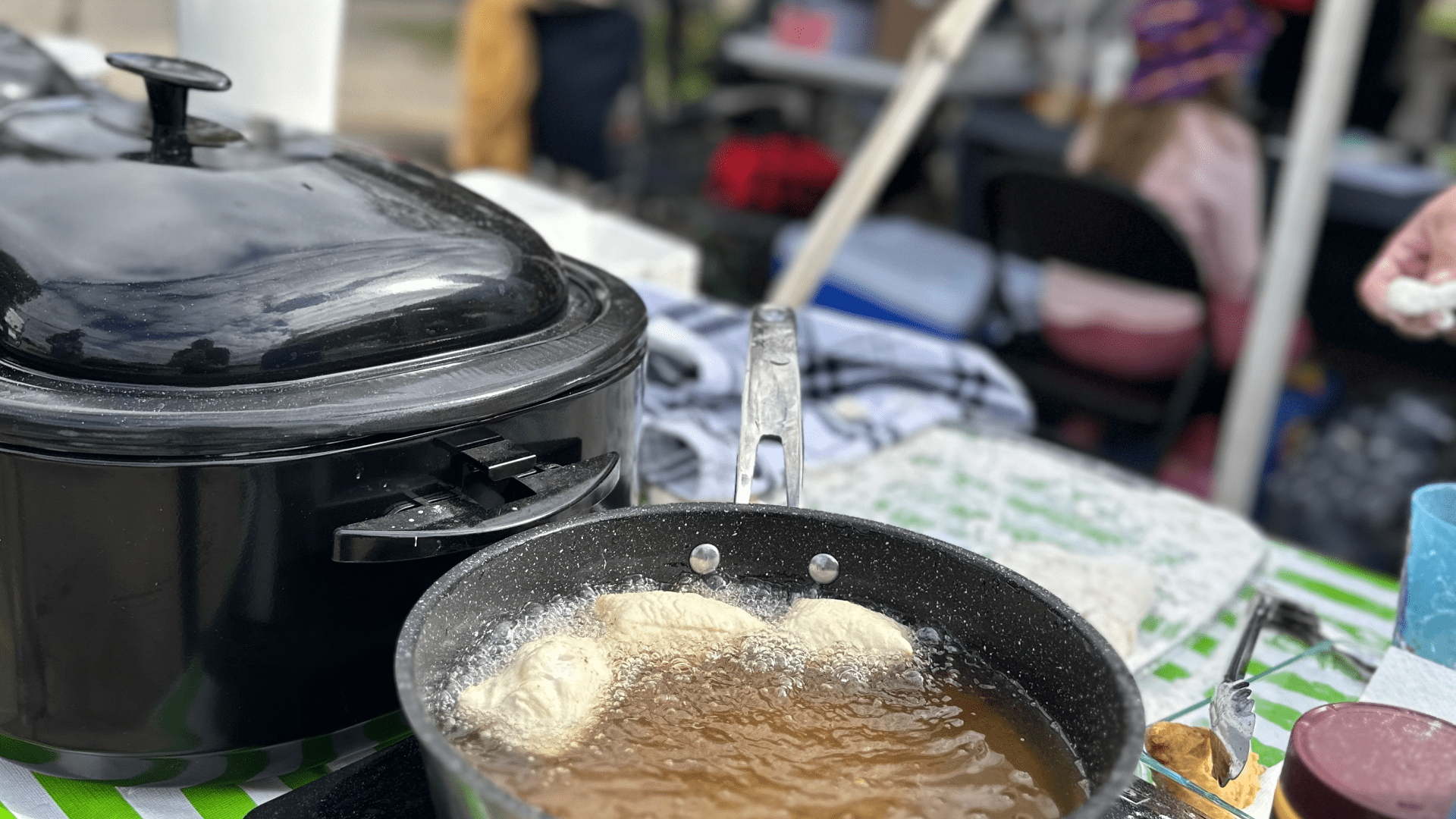 Pic of scone frying in a pan