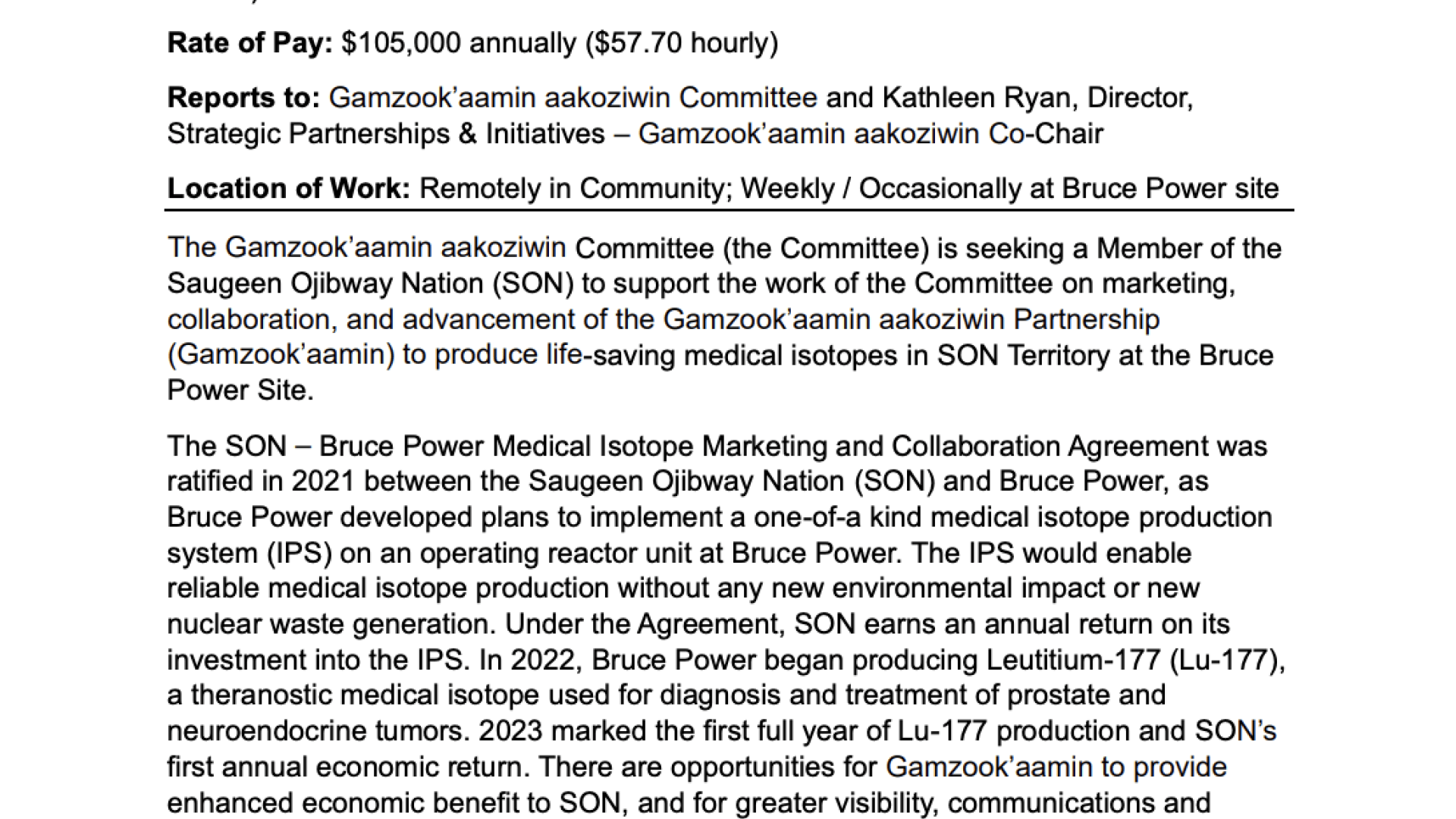 Medical Isotopes Director Position