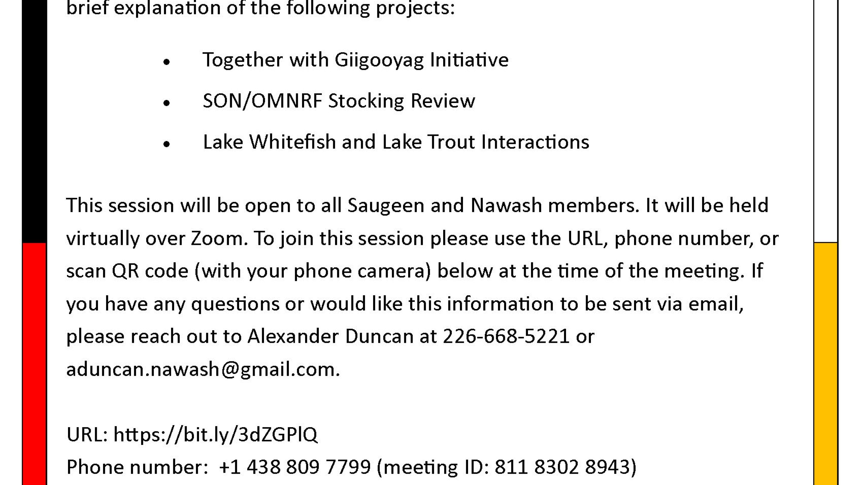 Information session poster from SON FIsheries